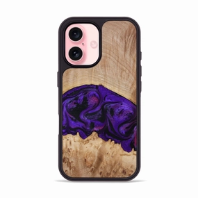 Anti Yellowing Screen Iphone 16 Wood Phone Case - Raelyn (Purple, 772535)
