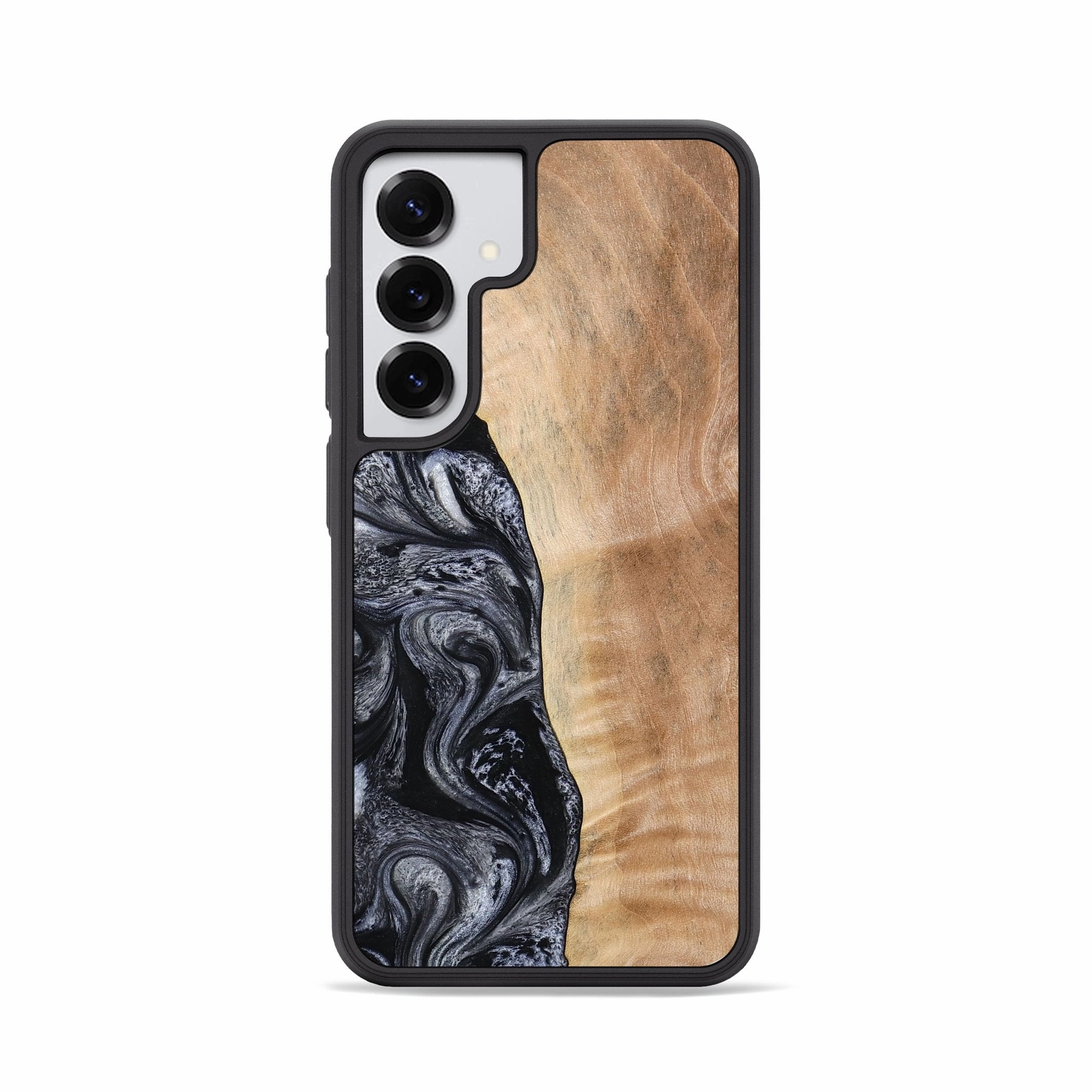 Galaxy S25 Wood Phone Case - Lula (Black & White, 773302) Anti Finger Stain Ultra Thin