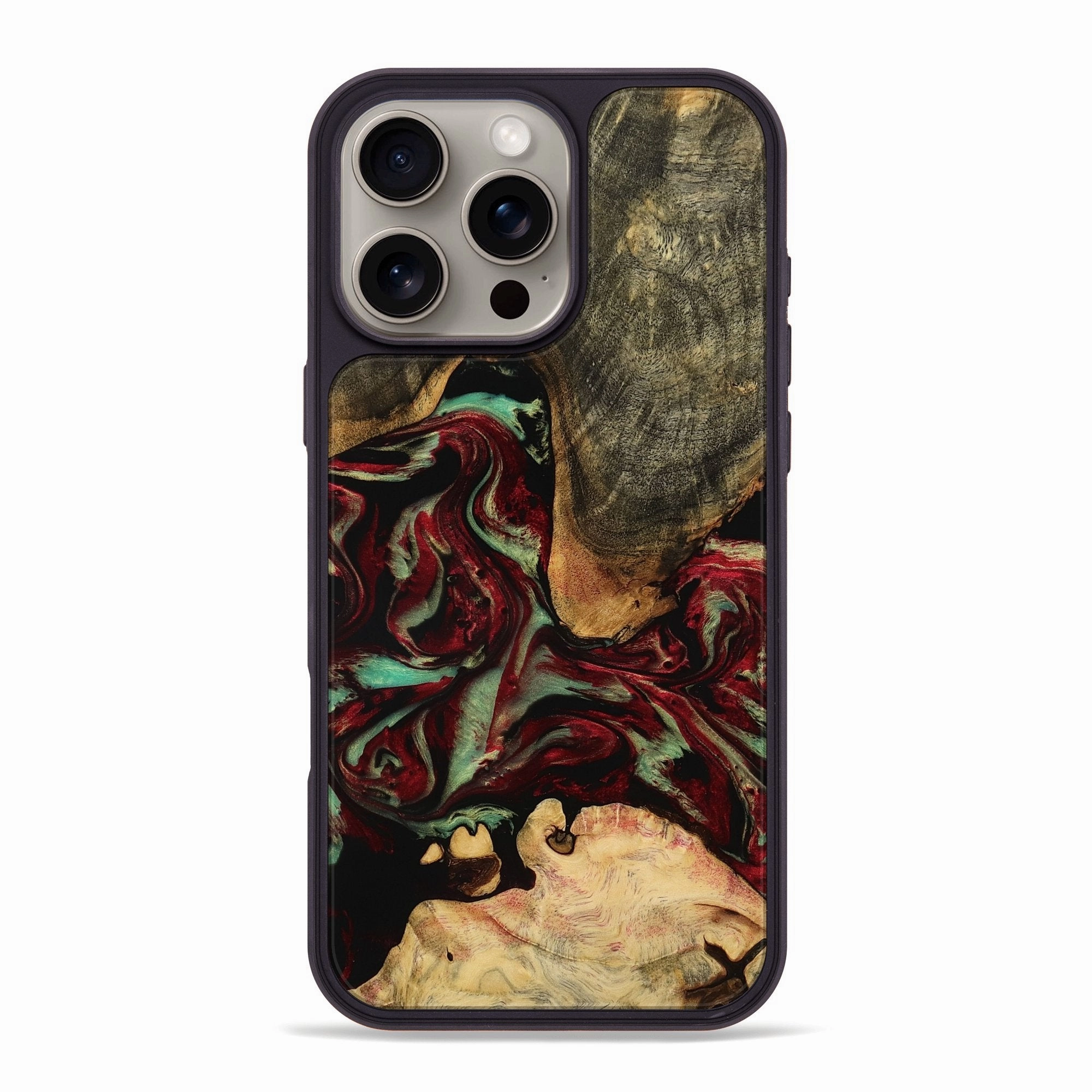 Iphone 16 Pro Max Wood Phone Case - Octavio (Red, 772090) Anti Static Film