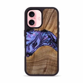 Iphone 16 Wood Phone Case - Macy (Purple, 771813) Anti Scratch Screen Fingerprint Shield