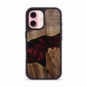 Anti Shock Screen Smooth Touch Iphone 16 Wood Phone Case - Emmy (Red, 771131)