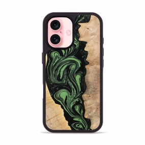 Fingerprint Free Shock Absorbing Iphone 16 Wood Phone Case - Hattie (Green, 777192)