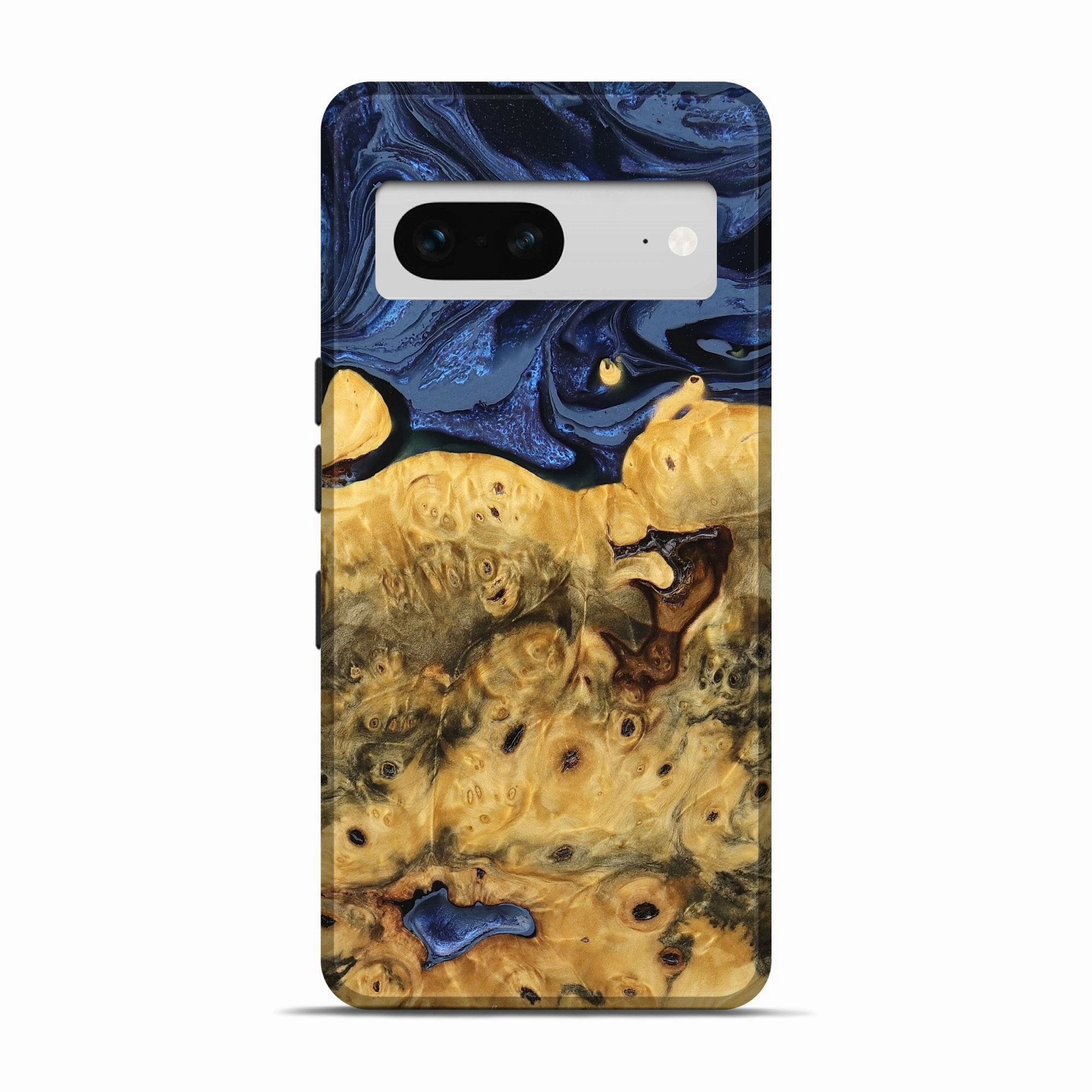 Scratch Resistant Glass Pixel 7 Wood Live Edge Phone Case - Emmit (Blue, 778765)