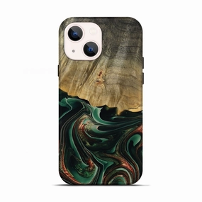 Protective Screen Iphone 13 Wood Live Edge Phone Case - Shani (Green, 769887)