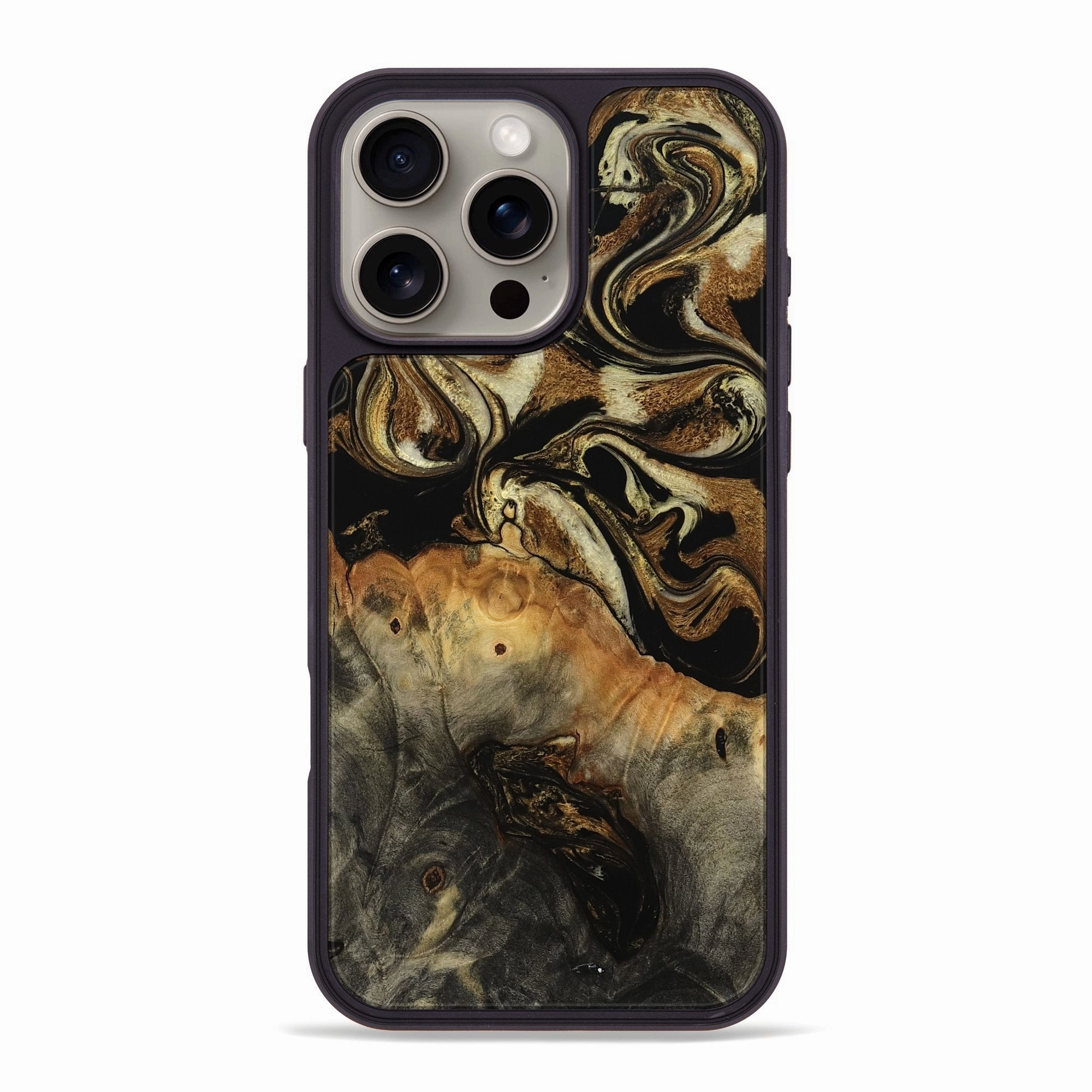 Iphone 16 Pro Max Wood Phone Case - Edwina (Black & White, 772073) Anti Finger Grease Film Fingerprint Repellent