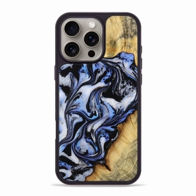 Anti Shock Film Iphone 16 Pro Max Wood Phone Case - Karl (Blue, 773304)