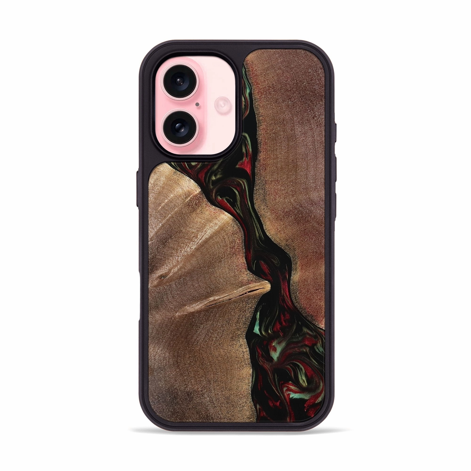 Bubble Free Screen Iphone 16 Wood Phone Case - Aracely (Red, 768554)