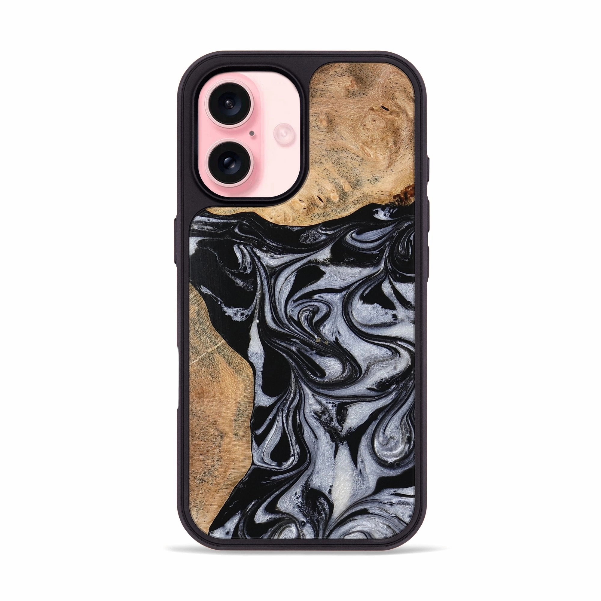 Protective Screen Iphone 16 Wood Phone Case - Remy (Black & White, 773309)
