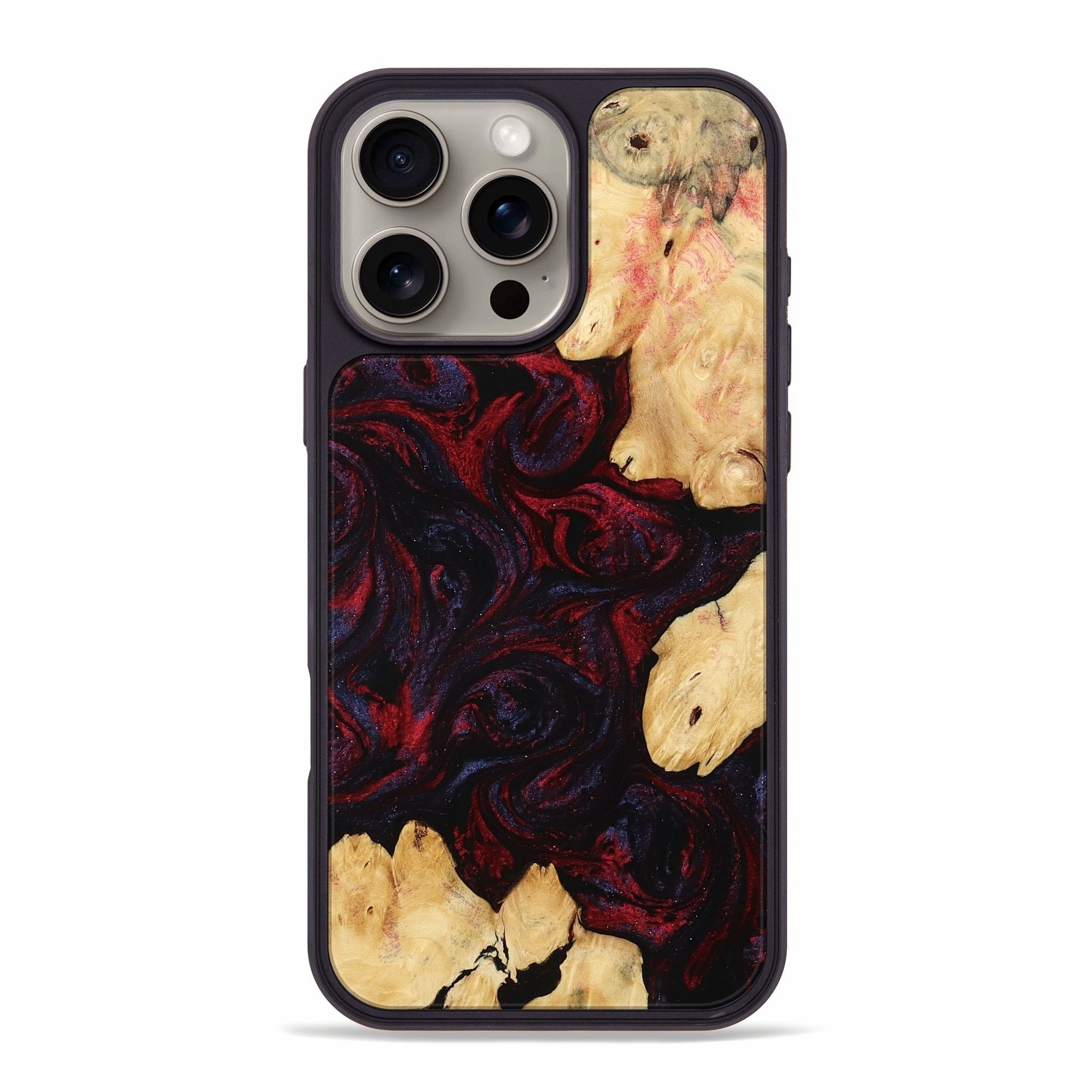 Iphone 16 Pro Max Wood Phone Case - Cleta (Red, 768879) Anti Fingerprint Coating Anti Scratch Screen