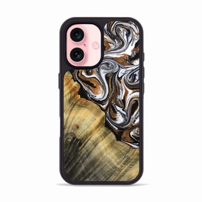 Anti Reflection Screen Iphone 16 Wood Phone Case - Spring (Black & White, 779207)