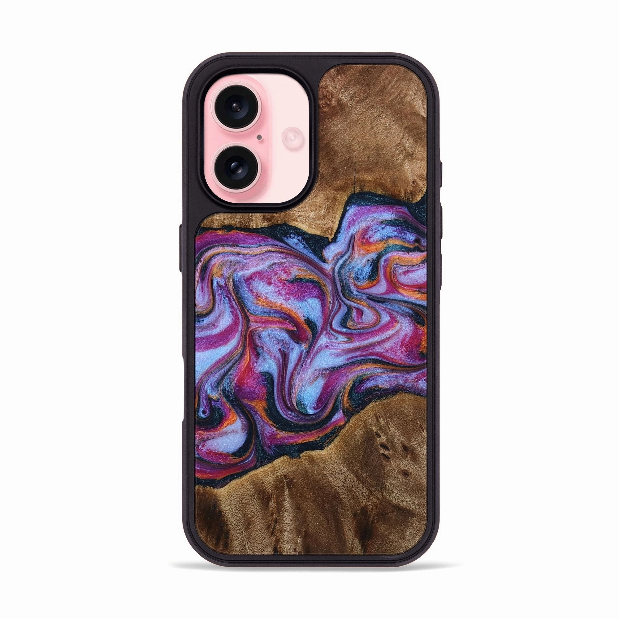 Tempered Glass Iphone 16 Wood Phone Case - Candi (Purple, 772096)