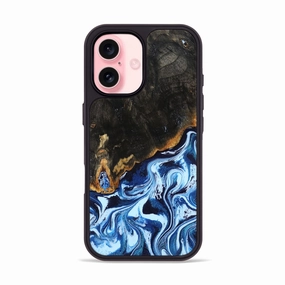 Iphone 16 Wood Phone Case - Kelsie (Blue, 778373) Edge to Edge Protection Anti Oil Film