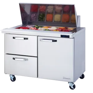 Blue Air - BLMT60-D2L-HC, 2 Drawers 1 Door (R) 60" All Stainless Prep. Table with (24) 1/6 Pans - 60" wide, 16.5 cu/ft., R-290 Refrigerant