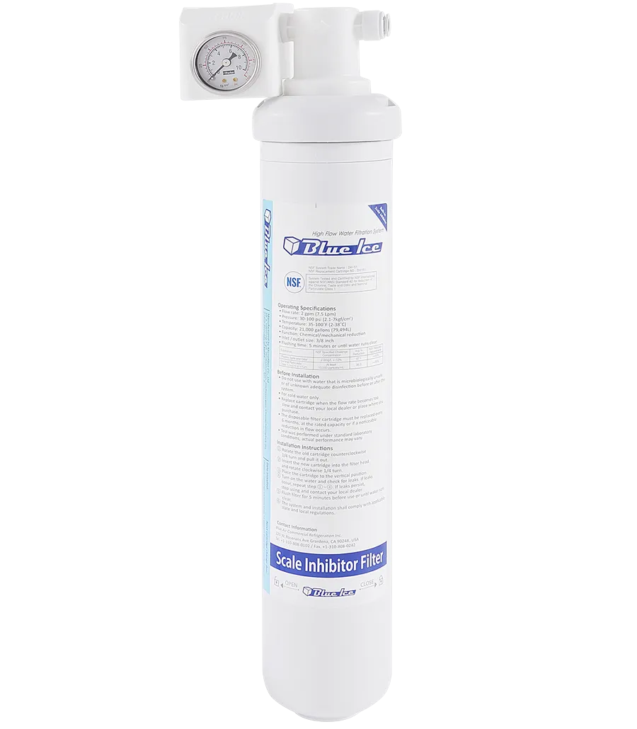 Blue Air - DH-S1, Single filtration system - Water Pressure Gauge Included, 2 GPM, Up to 500 lbs.