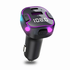 C49 Led Rainbow Car Charger Fm Transmitter Quick Charge Cable