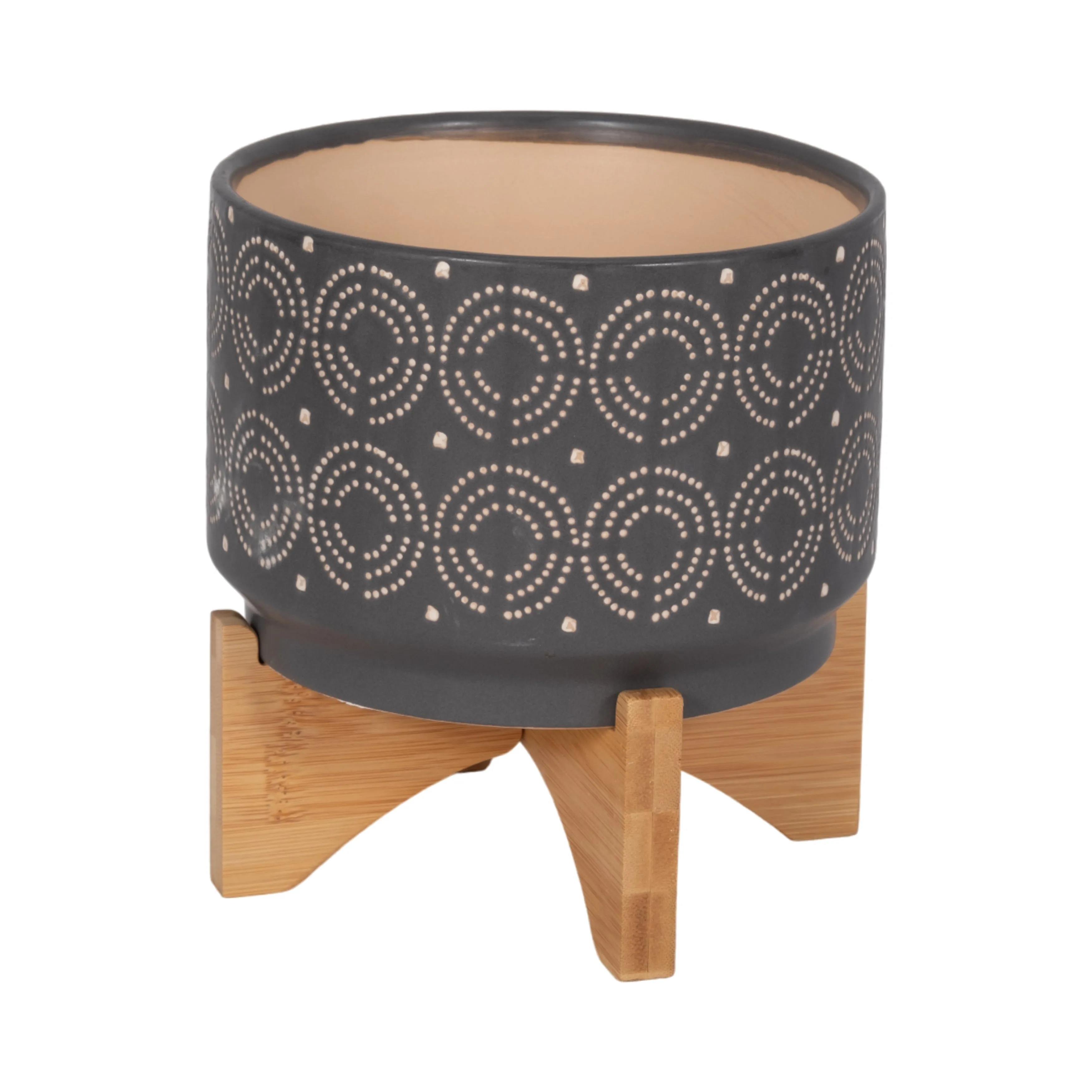 CER, 7" SWIRL PLANTER ON STAND, GRAY