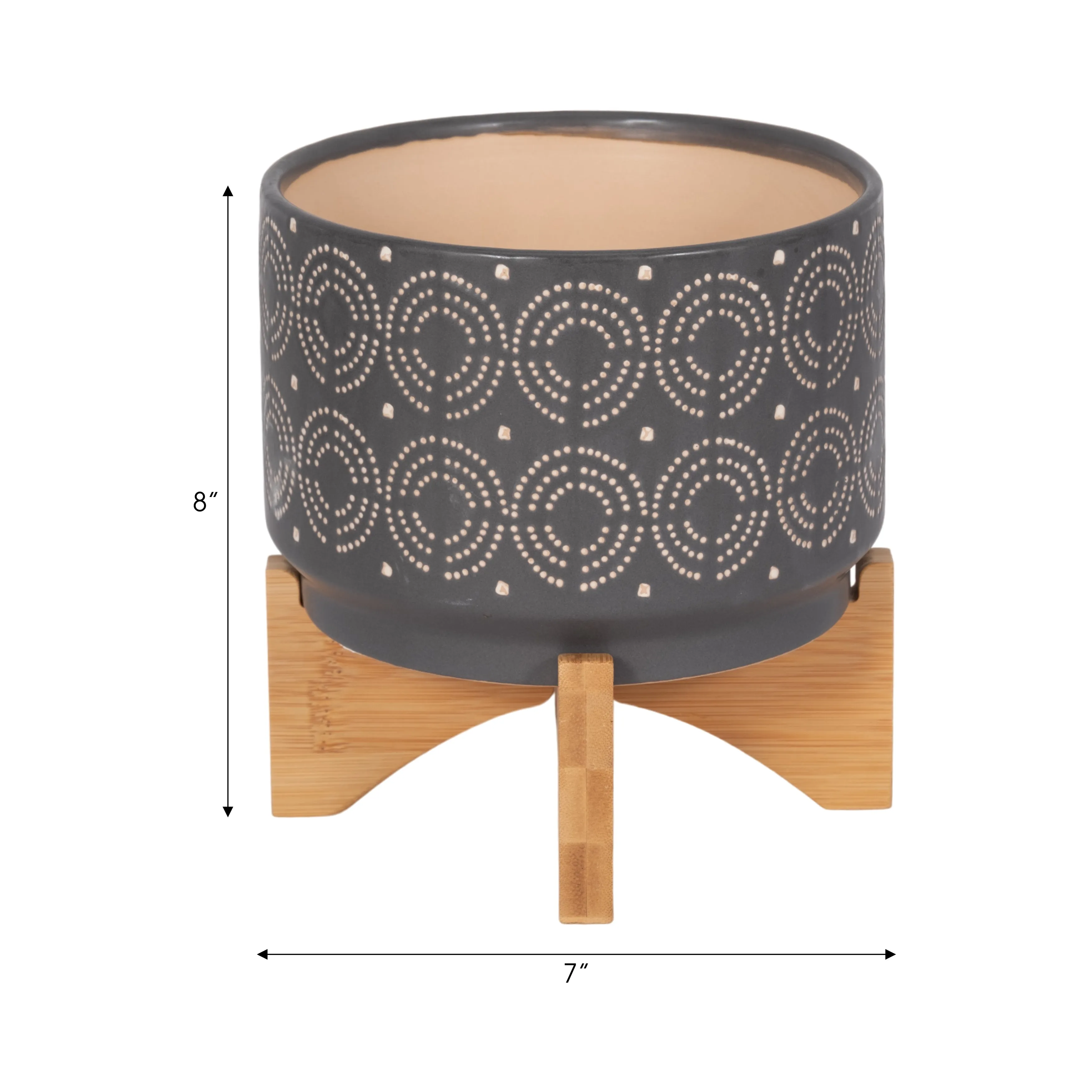 CER, 7" SWIRL PLANTER ON STAND, GRAY