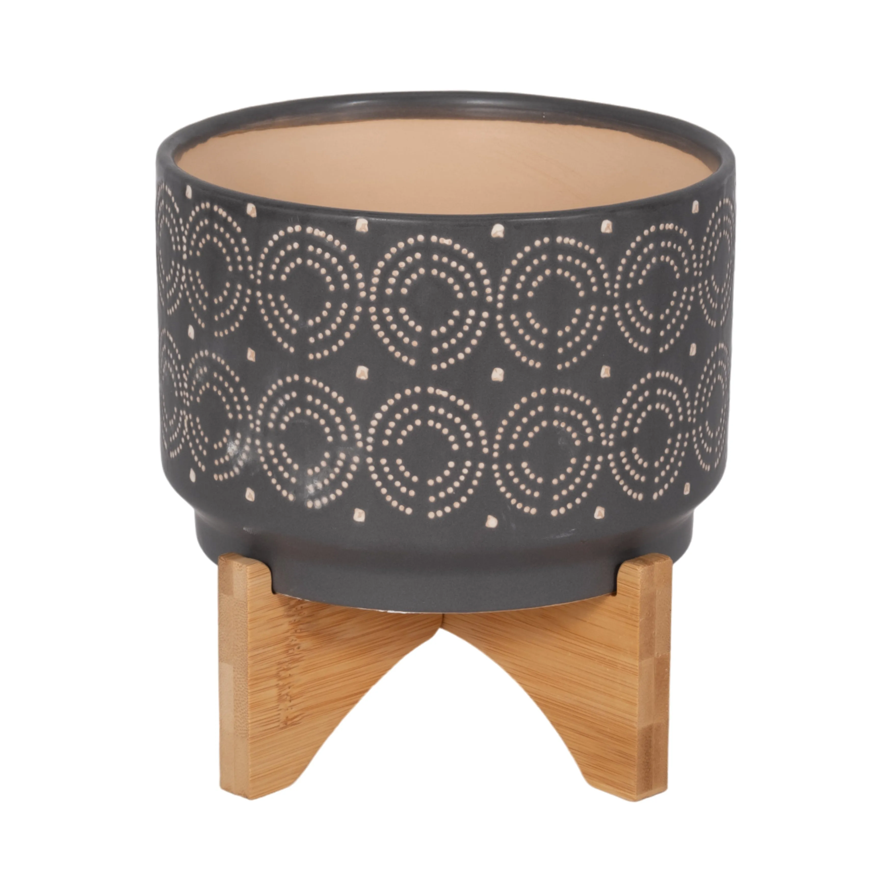 CER, 7" SWIRL PLANTER ON STAND, GRAY