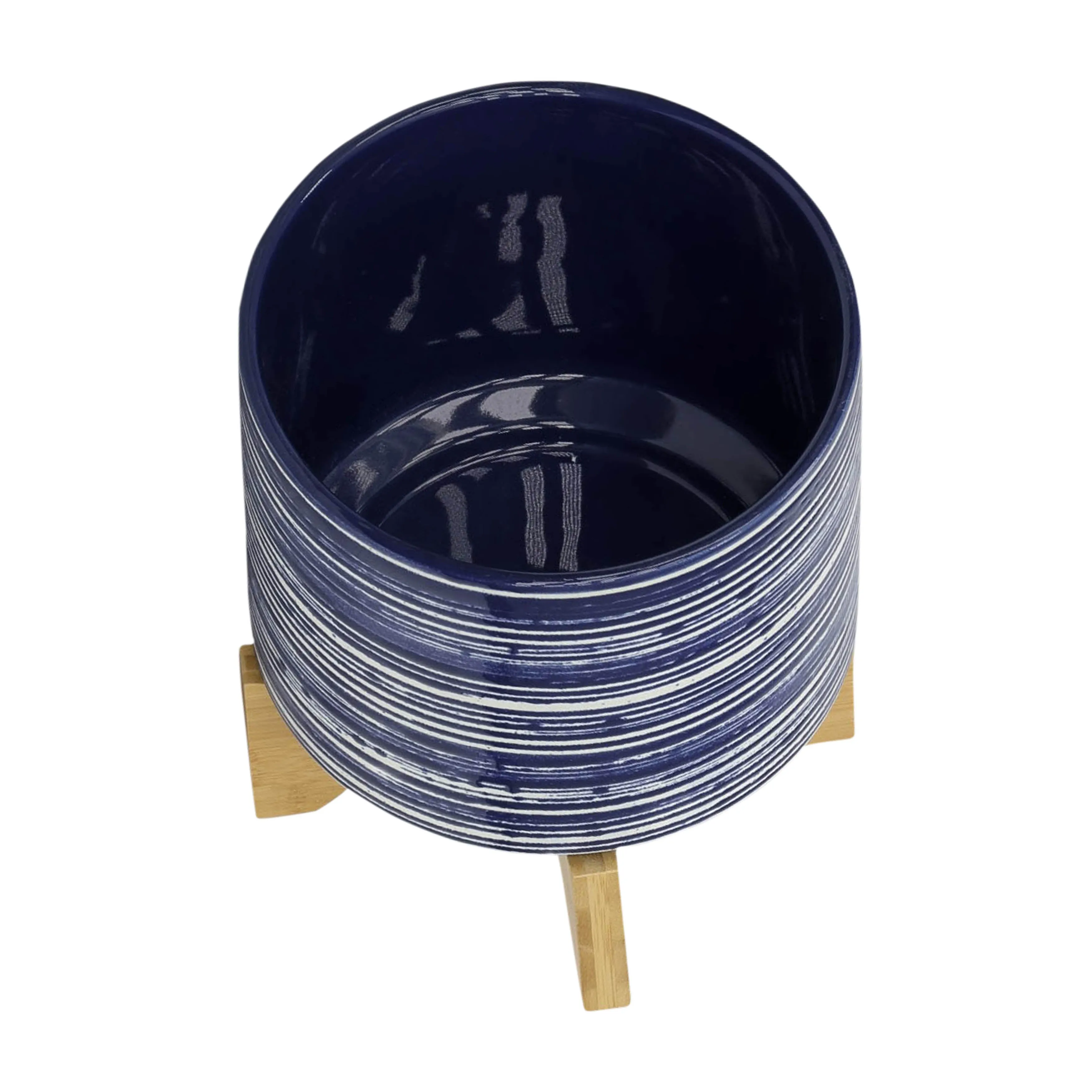 CER, S/2 5/8" PLANTER ON STAND, BLUE