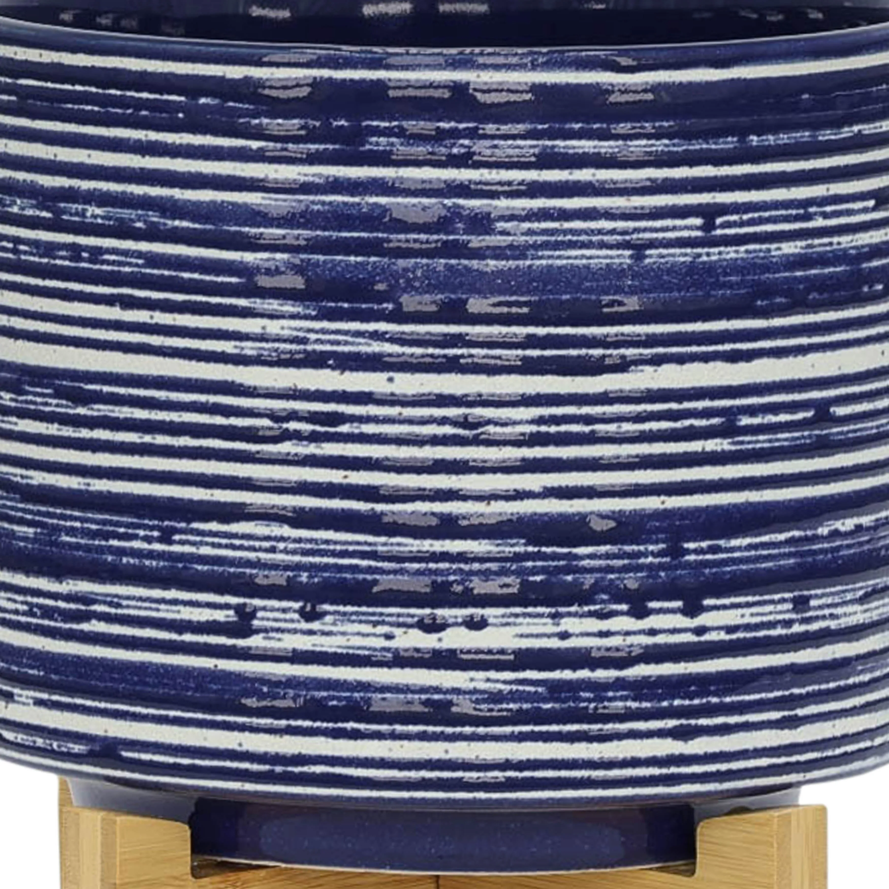 CER, S/2 5/8" PLANTER ON STAND, BLUE