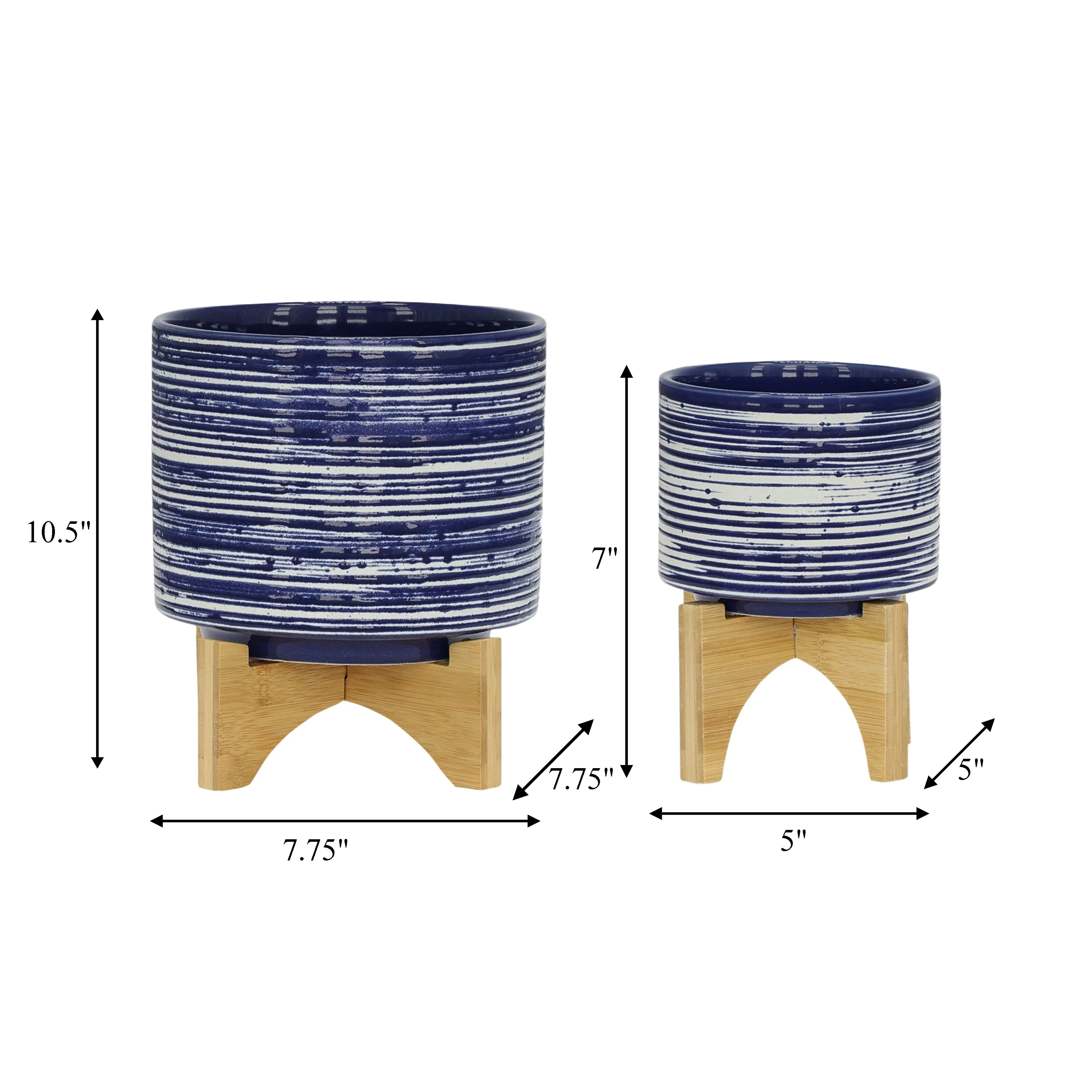 CER, S/2 5/8" PLANTER ON STAND, BLUE
