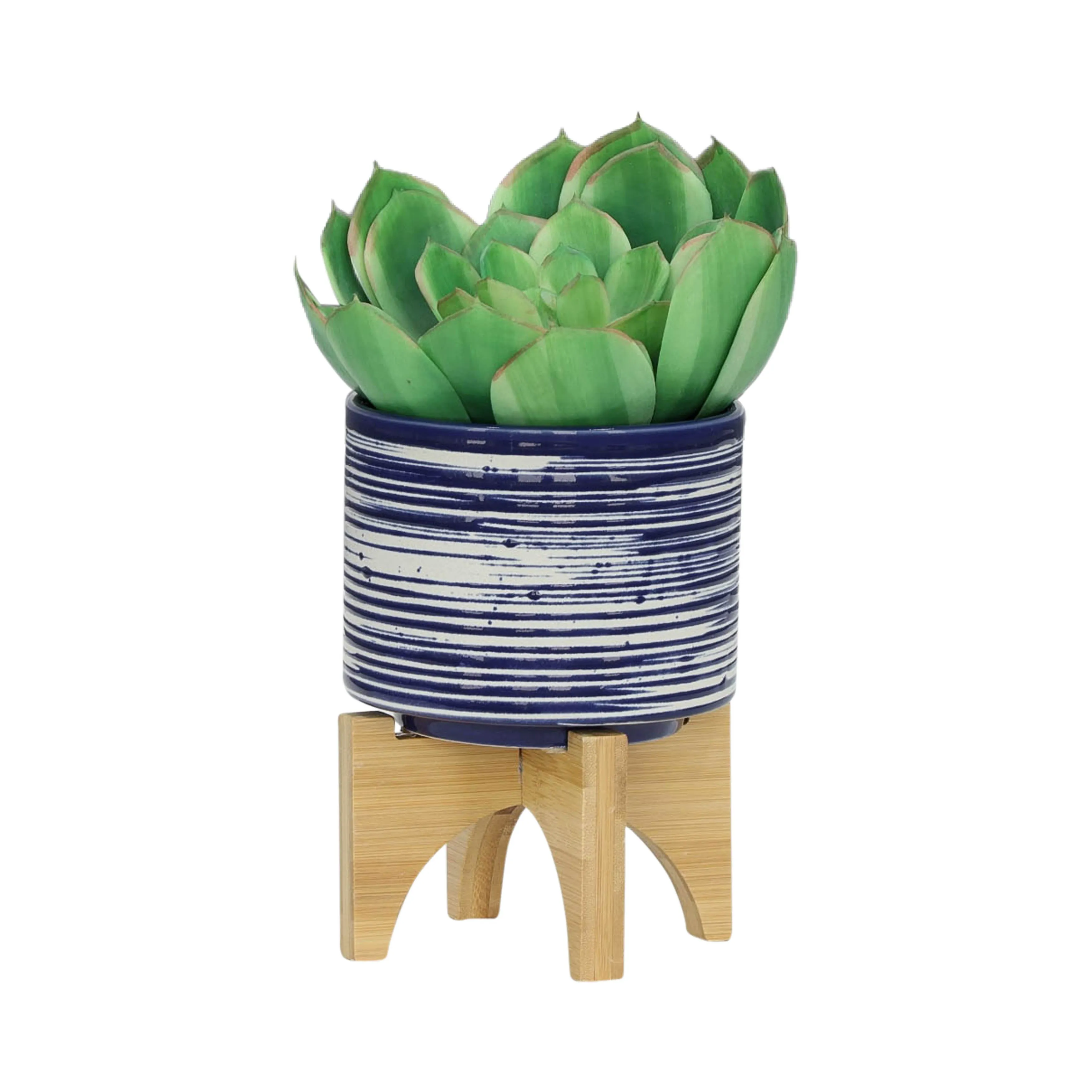 CER, S/2 5/8" PLANTER ON STAND, BLUE
