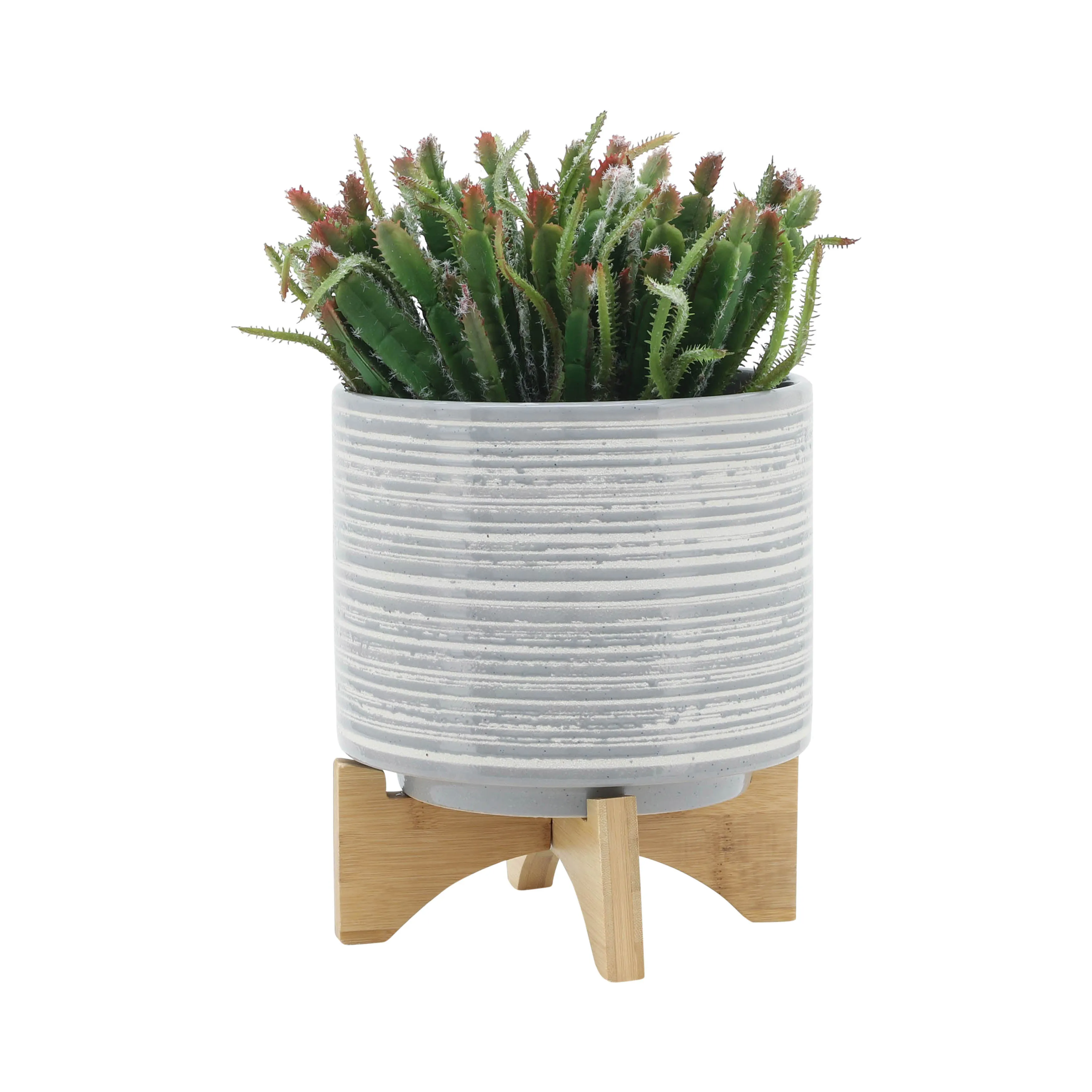 CER, S/2 5/8" PLANTER ON STAND, GRAY