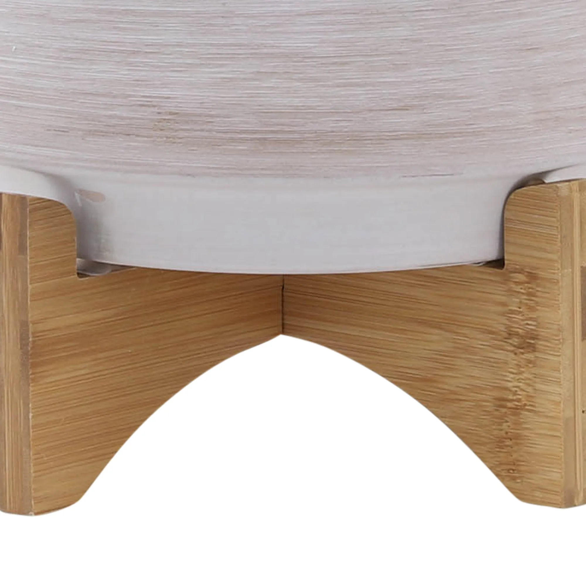 CER, S/2 8/10" PLANTER ON WOODEN STAND, GRAY