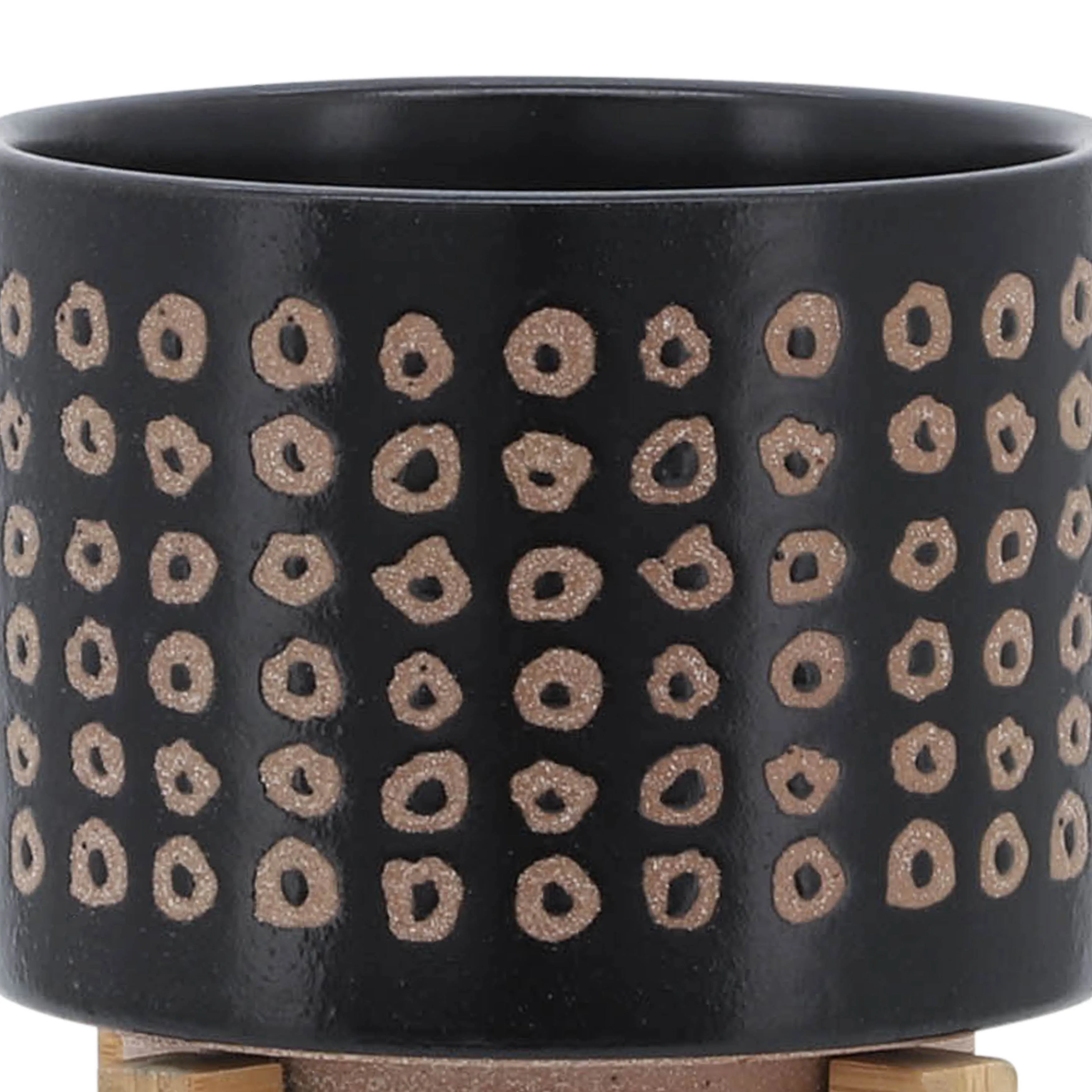 CERAMIC 5" PLANTER ON STAND, BROWN