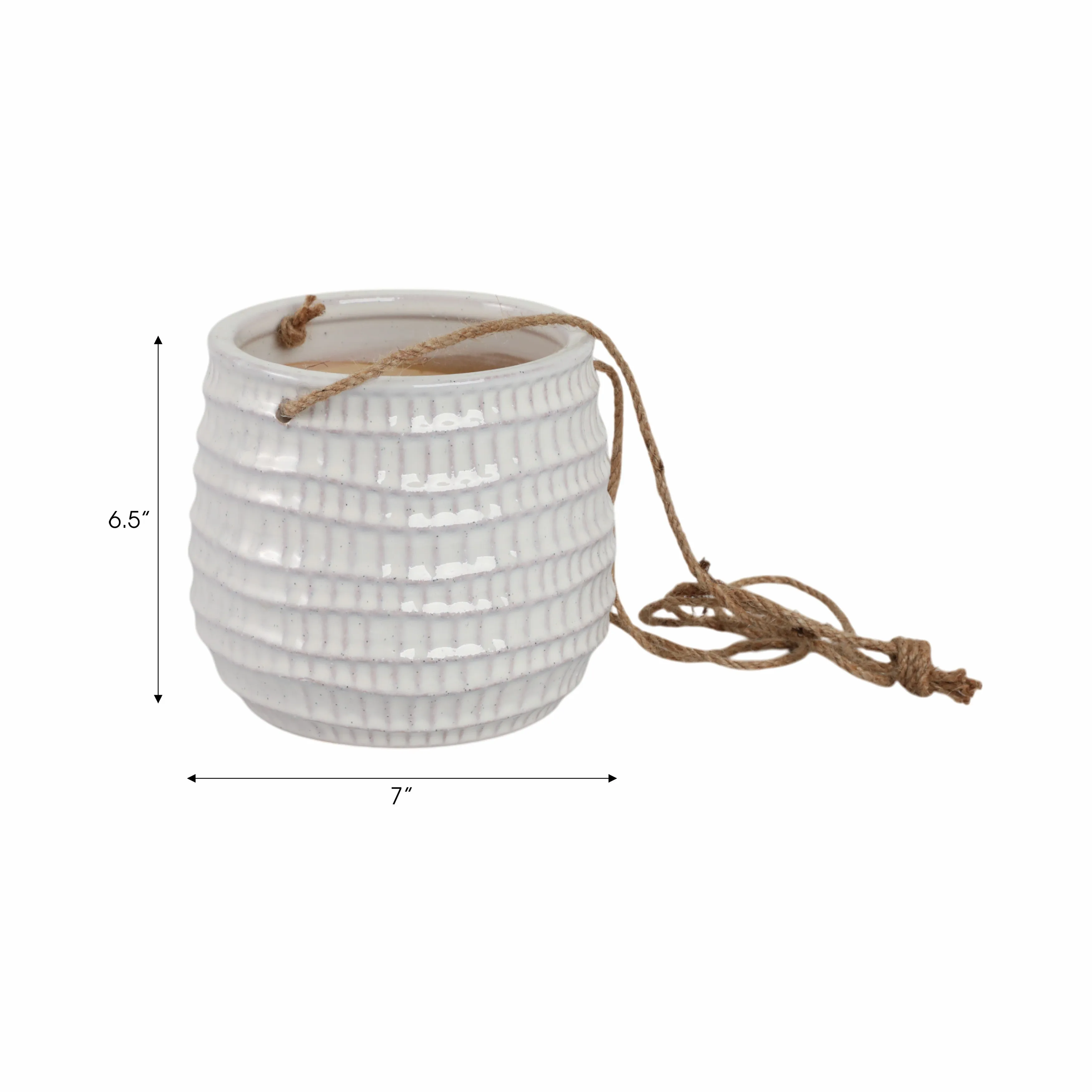 Ceramic 6" Dimpled Hanging Planter, Beige