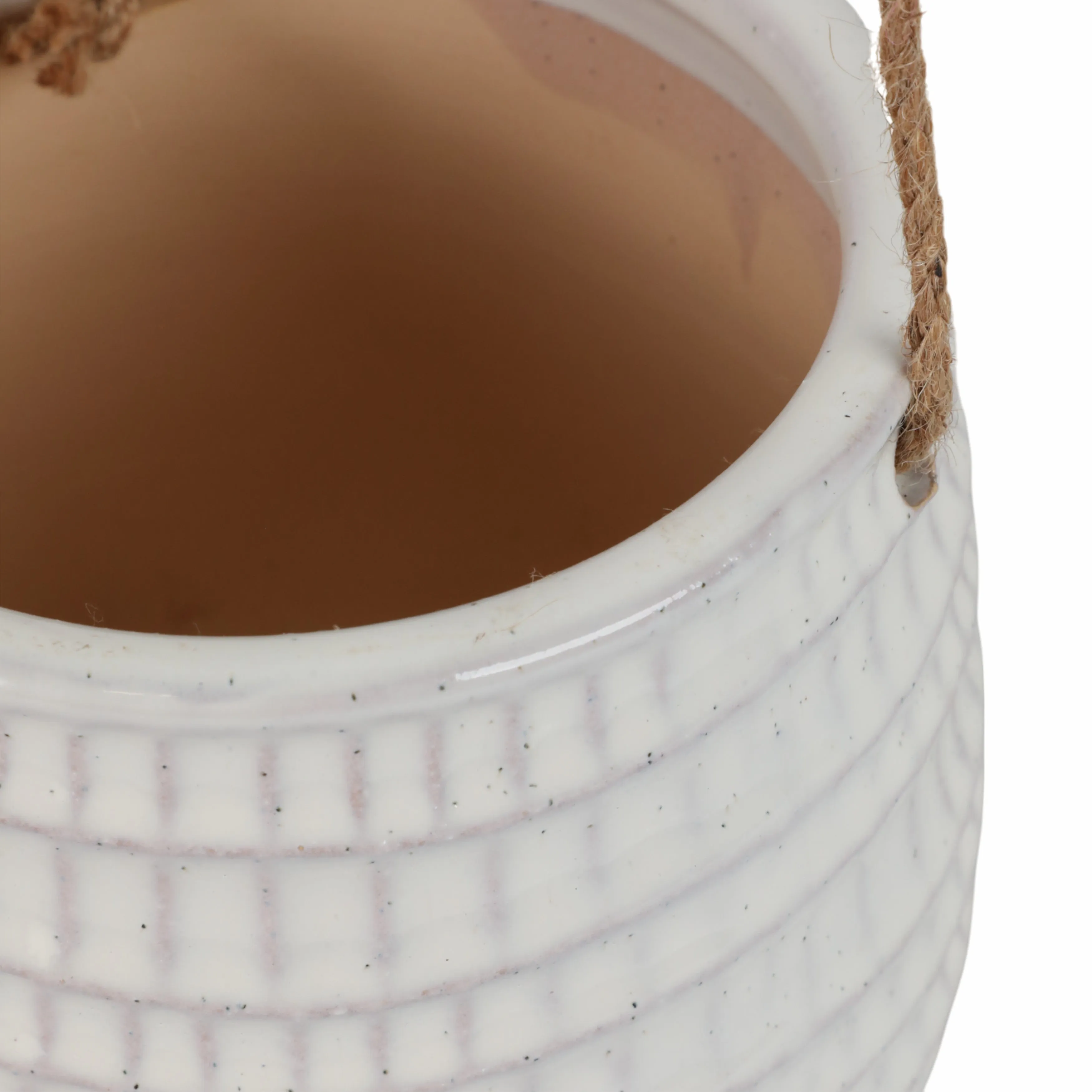 Ceramic 6" Dimpled Hanging Planter, Beige