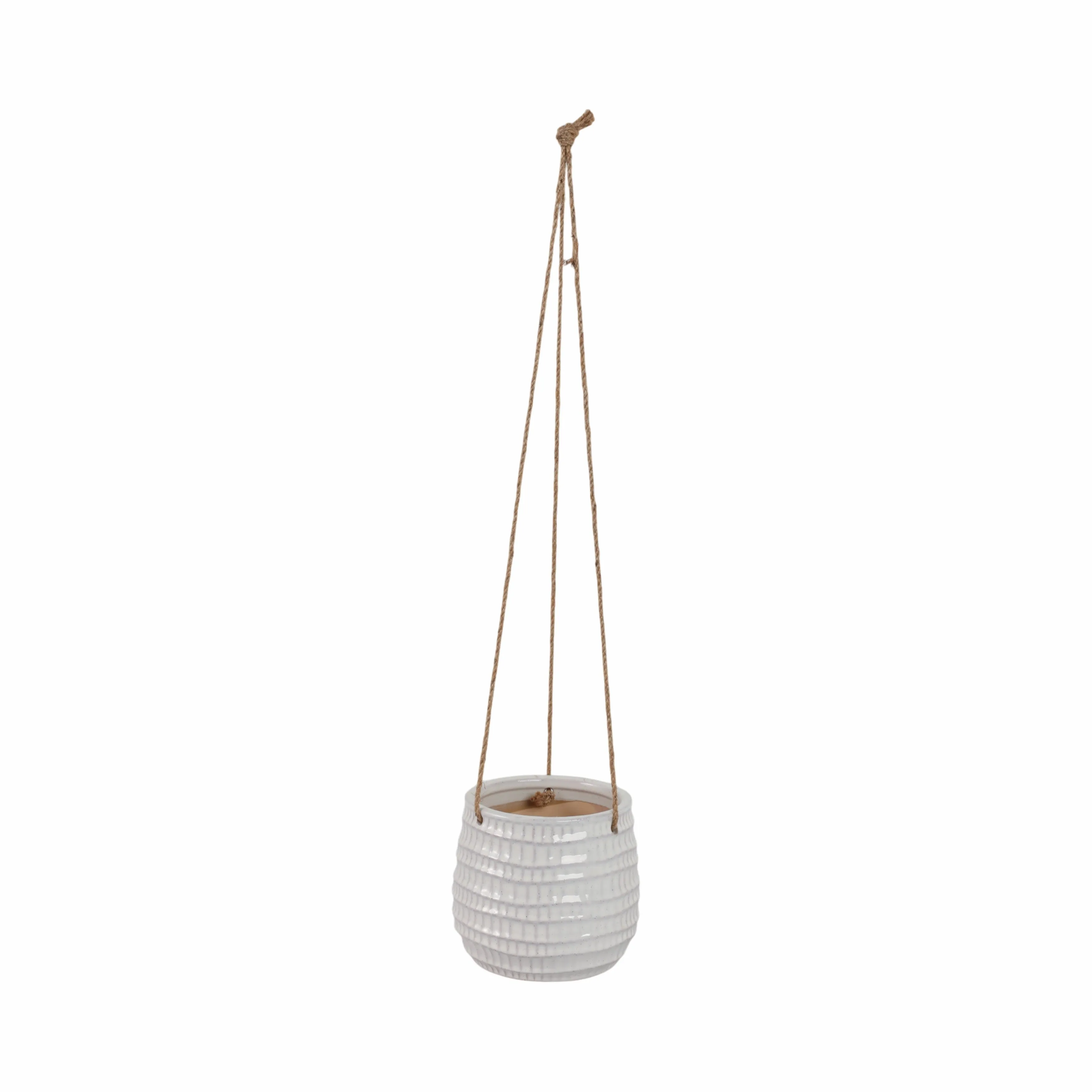 Ceramic 6" Dimpled Hanging Planter, Beige