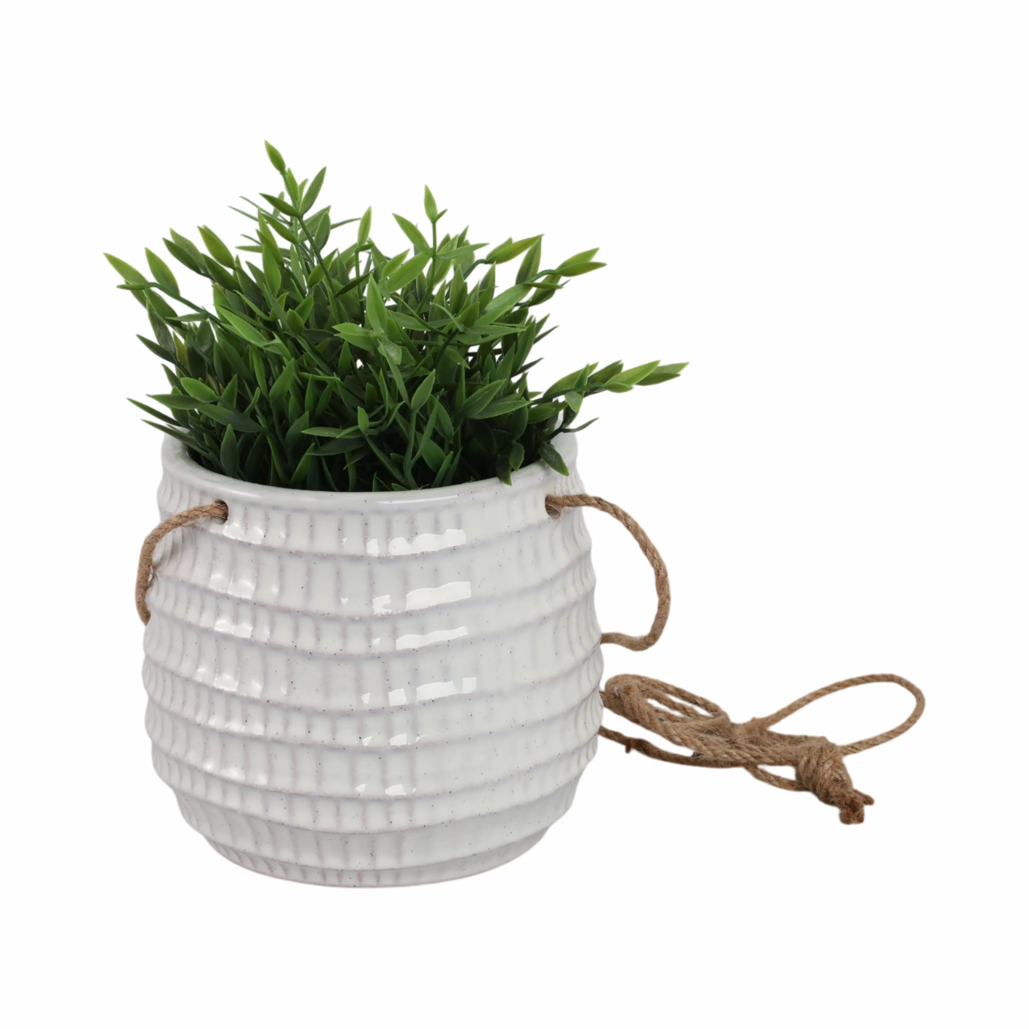 Ceramic 6" Dimpled Hanging Planter, Beige