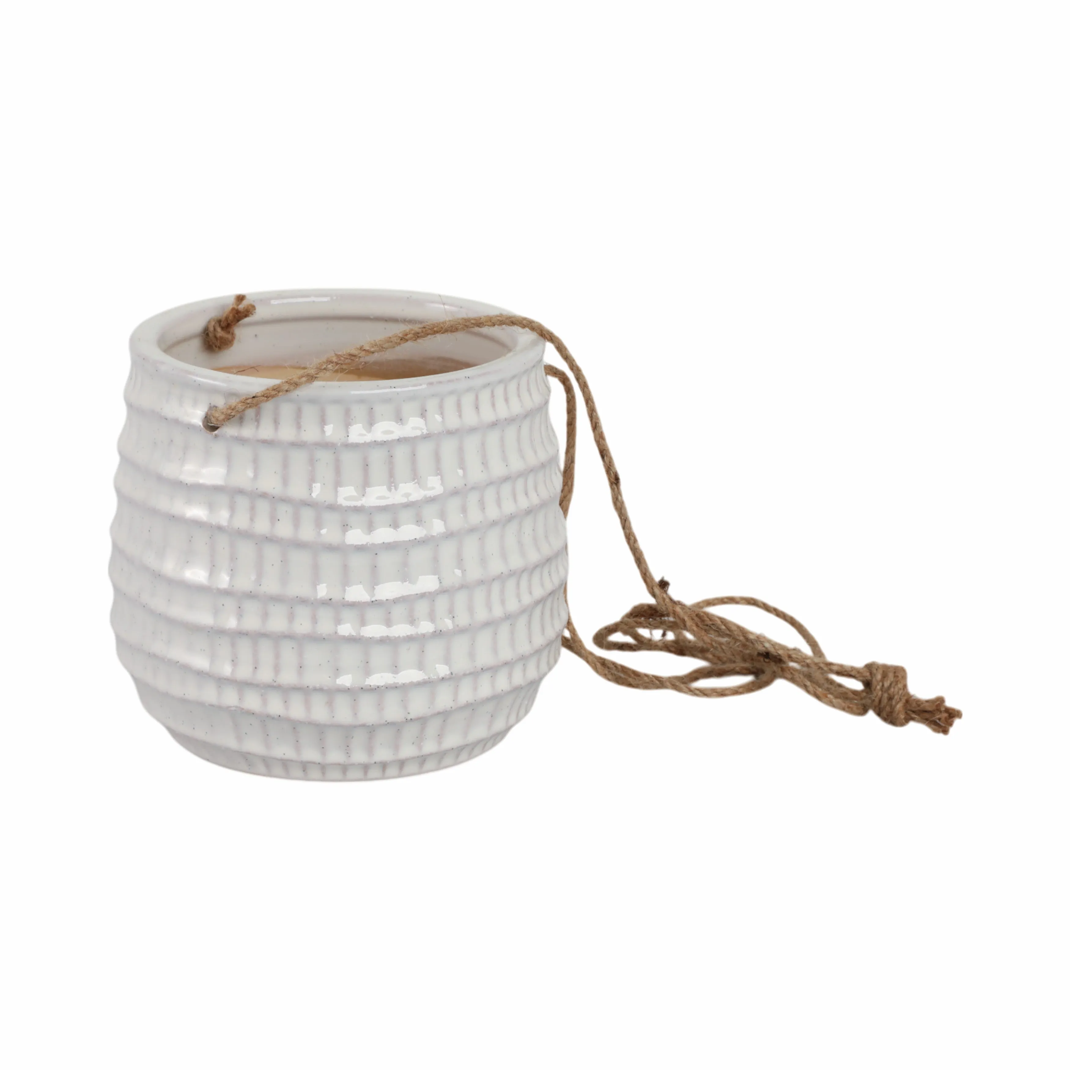 Ceramic 6" Dimpled Hanging Planter, Beige