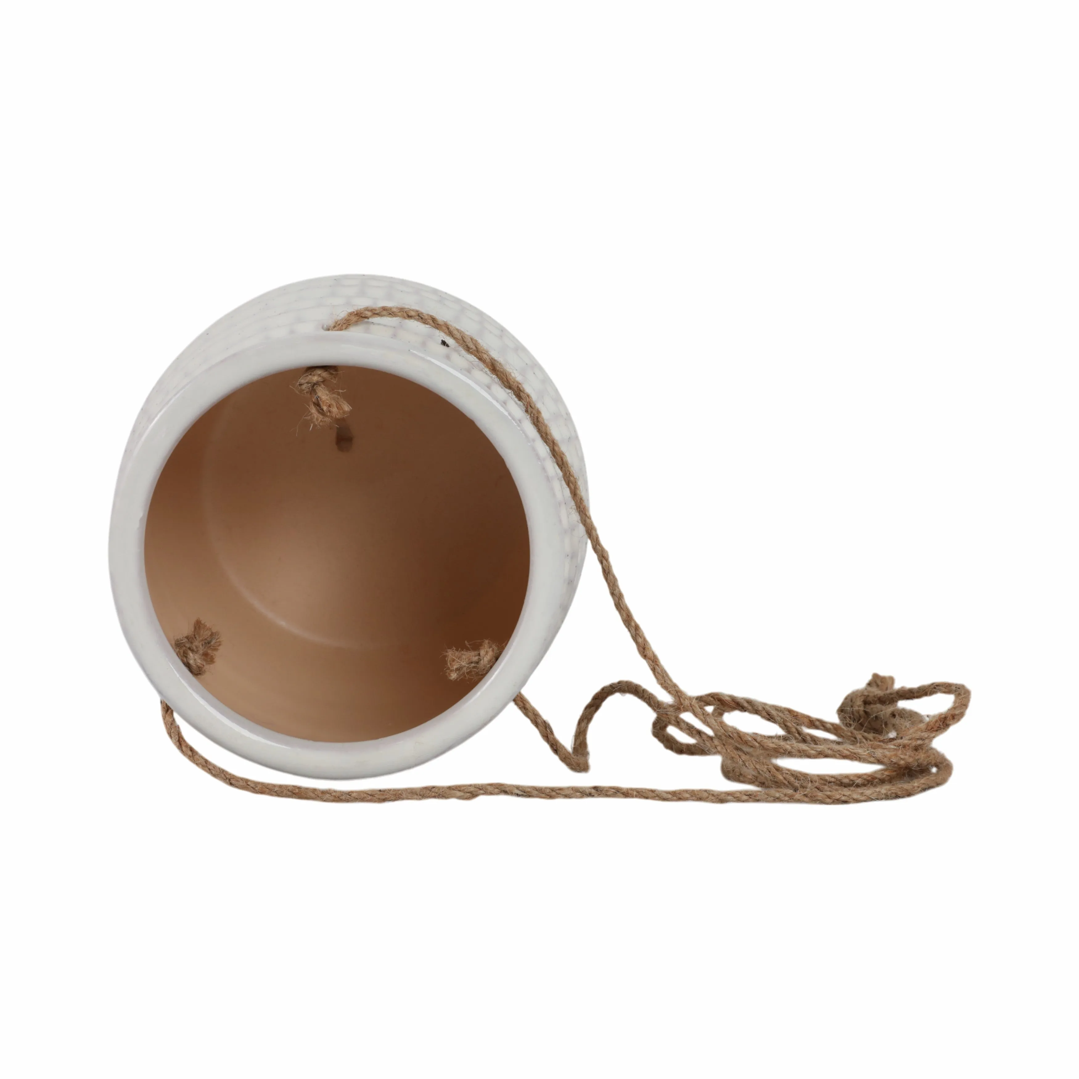 Ceramic 6" Dimpled Hanging Planter, Beige