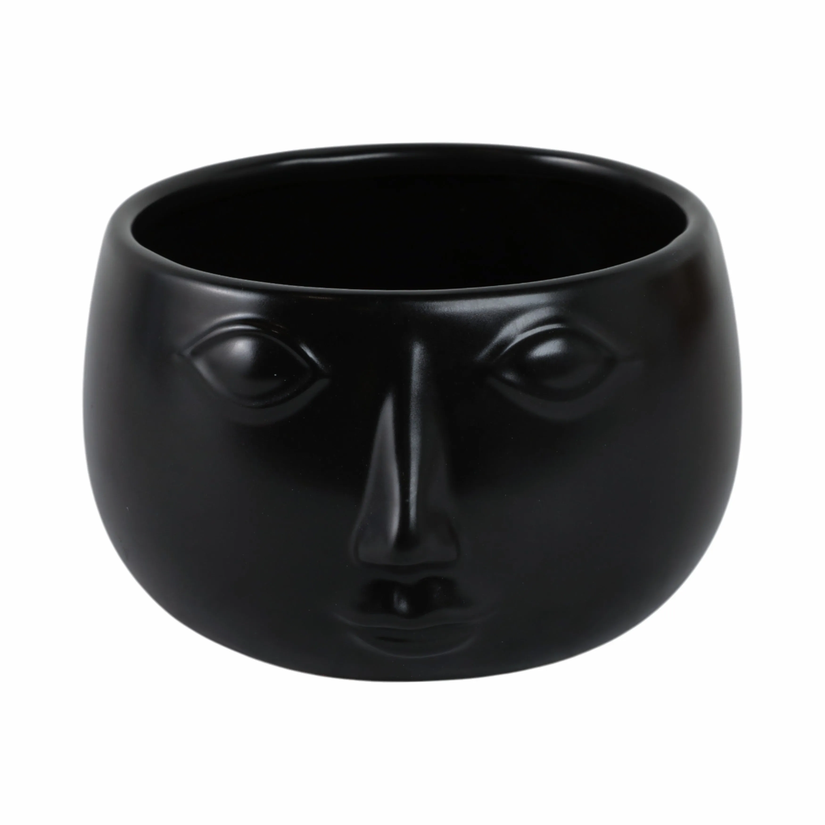 Ceramic 7" Face Planter, Matte Black