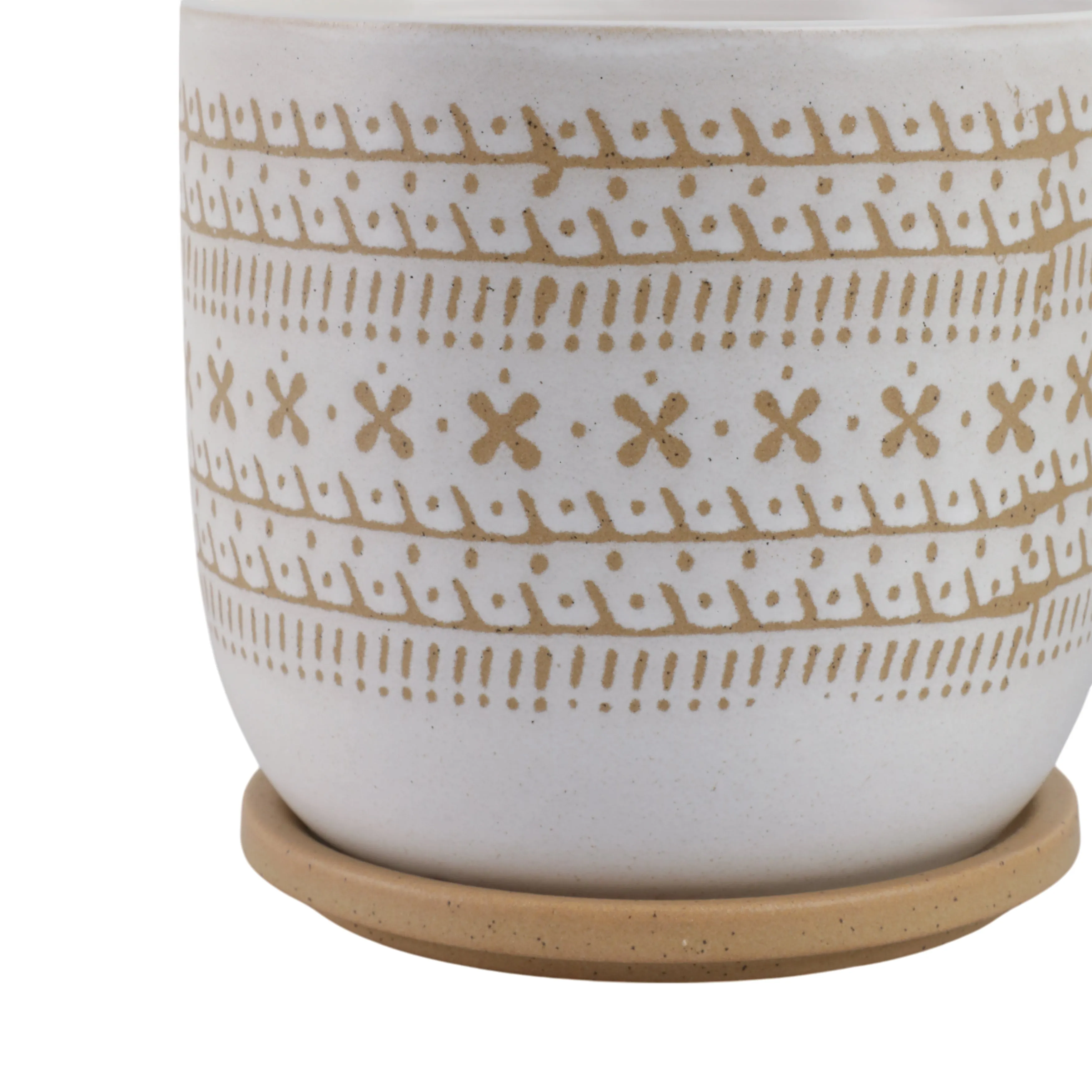 Cer?s/2  6/8" Planter W/ Saucer, Brown