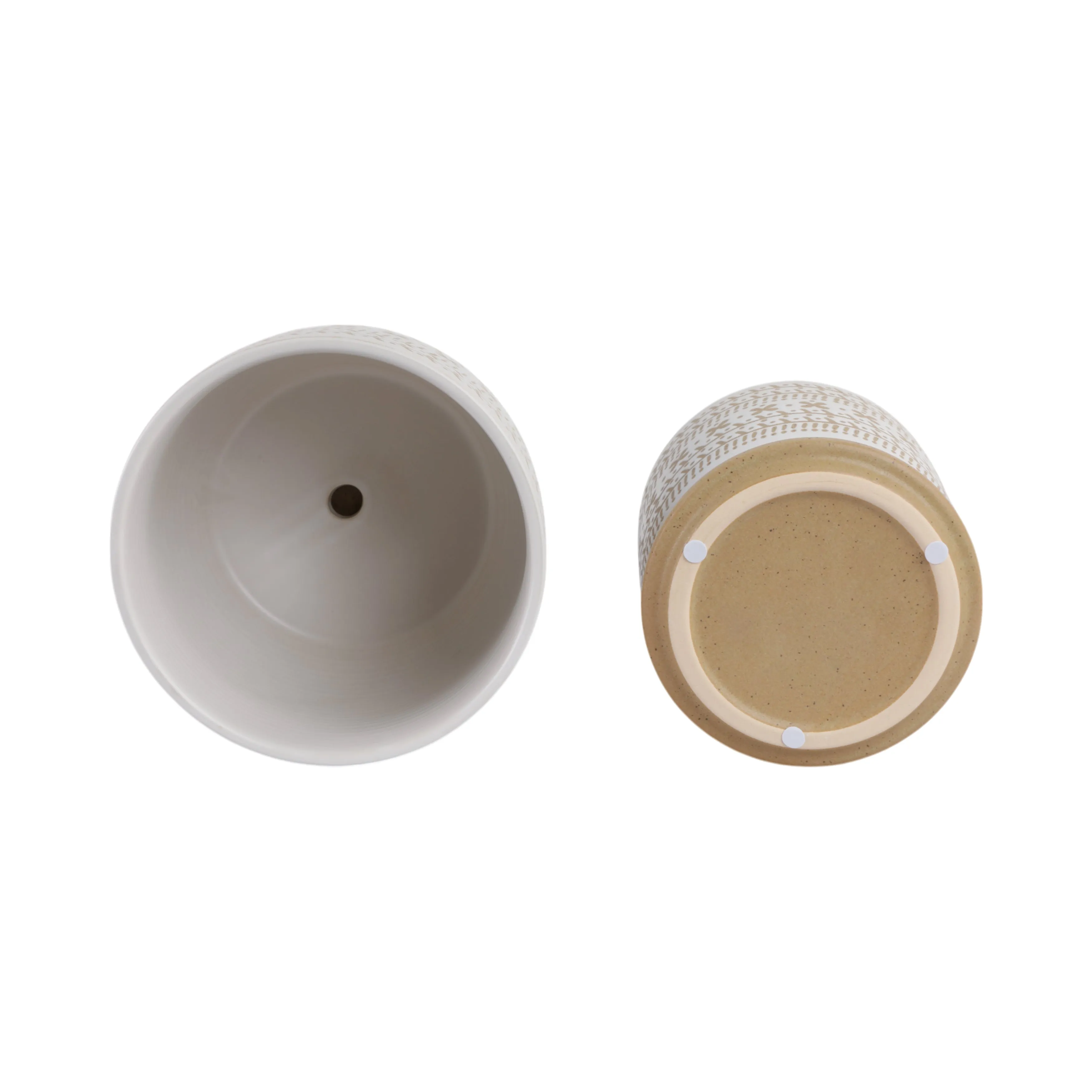 Cer?s/2  6/8" Planter W/ Saucer, Brown