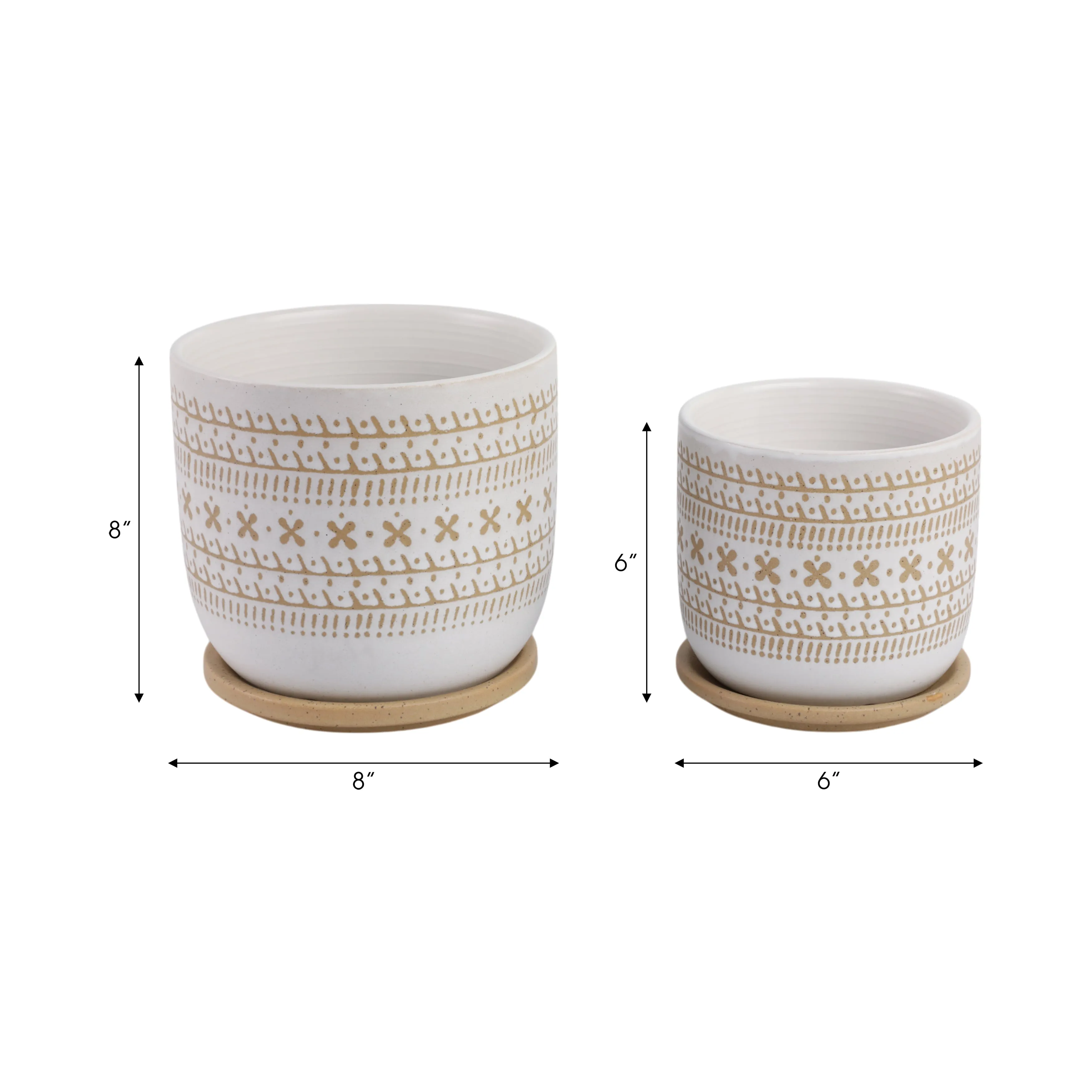 Cer?s/2  6/8" Planter W/ Saucer, Brown
