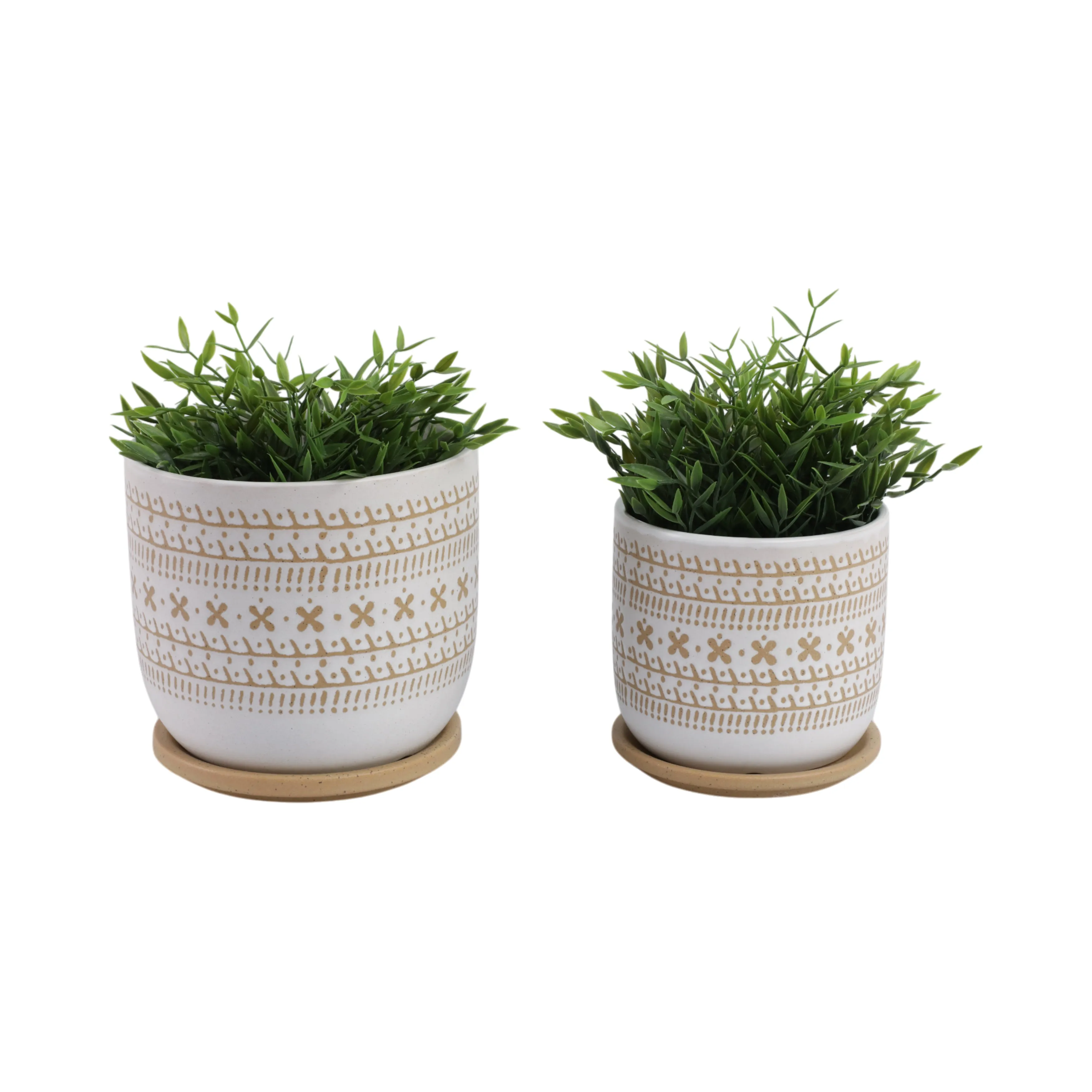 Cer?s/2  6/8" Planter W/ Saucer, Brown