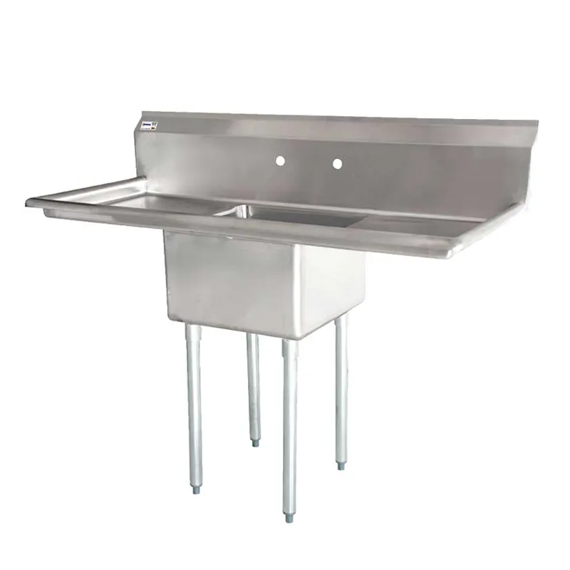 Chef AAA - 43759, One Tub Pot Sink 3.5 Inch Center Drain 2 Drain Boards