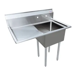 Chef AAA - 43760, Commercial 1 Compartment Pot Sink 3.5" 1 Drain Board NSF