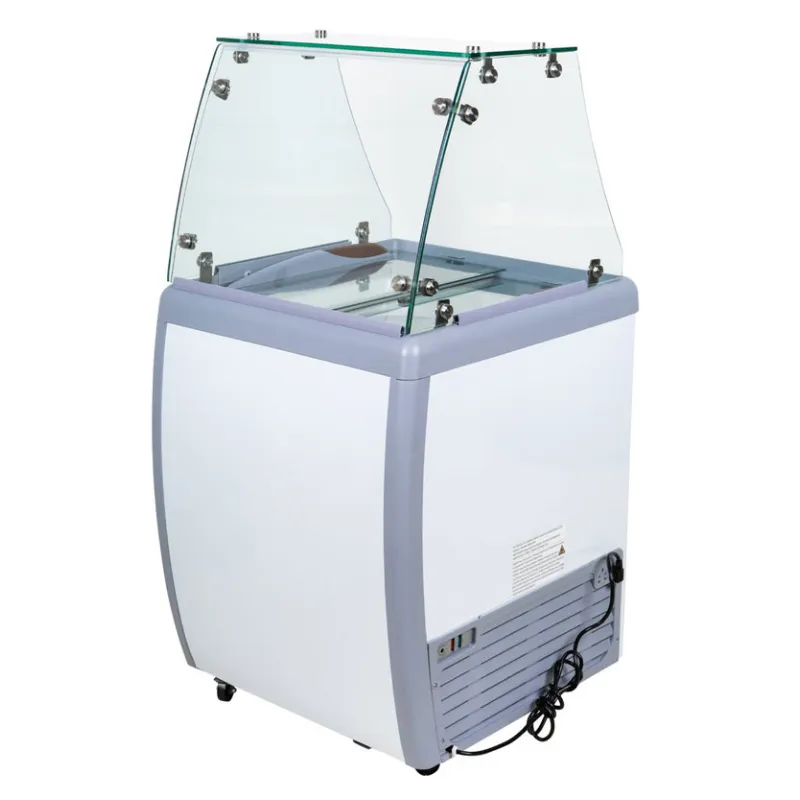 Chef AAA - FR-CN-0160-S, Commercial 26" Glass Door Ice Cream Dipping Chest Freezer Display and Sneeze Guard