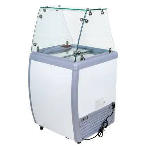Chef AAA - FR-CN-0160-S, Commercial 26" Glass Door Ice Cream Dipping Chest Freezer Display and Sneeze Guard