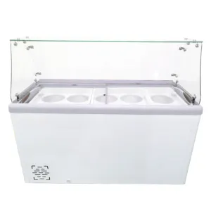 Chef AAA - FR-CN-0460-S, Commercial 60" Glass Door Ice Cream Dipping Chest Freezer and Sneeze Guard Display 370 liter