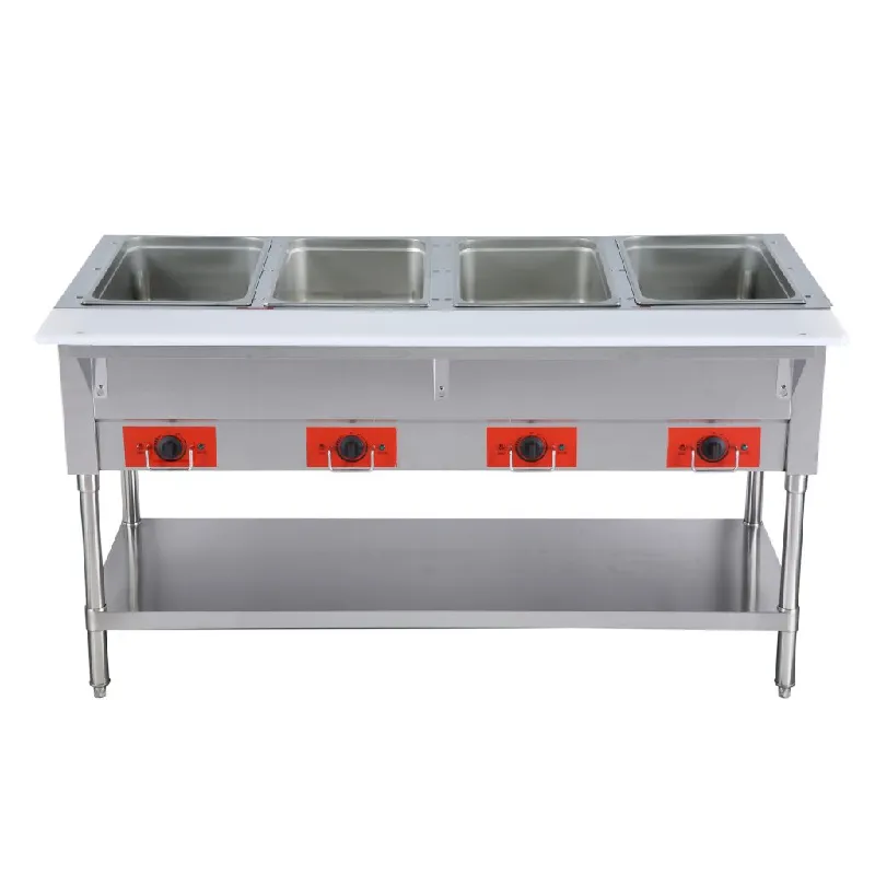 Chef AAA - FW-CN-0004-D, Commercial 58" Electric Steam Table with Cutting Board and Under-Shelf