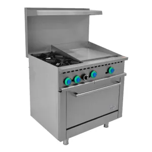 Chef AAA - R36-24MG, Commercial 36" 2 Burner with 24" Griddle Gas Oven Range