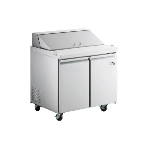 Chef AAA - SS-PT-36-HC, Commercial 36" Sandwich Prep Table Refrigerator 10 Pans 2 Door Stainless Steel 7.6 cu.ft.