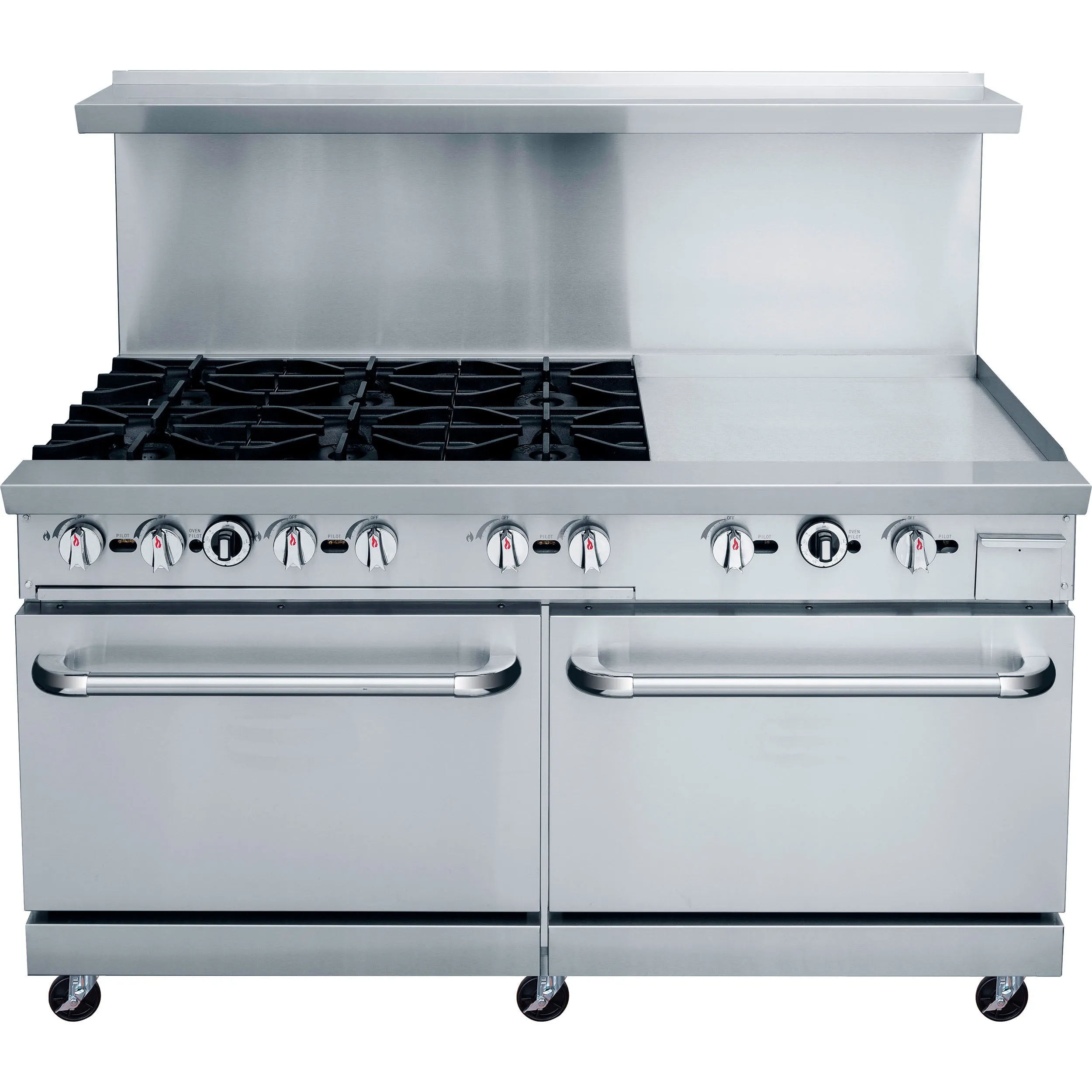 Chef AAA - TCR60-6B24GM Commercial 60" Oven Range Six Open Burner with 24" Griddle Natural Gas