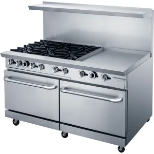 Chef AAA - TCR60-6B24GM Commercial 60" Oven Range Six Open Burner with 24" Griddle Natural Gas
